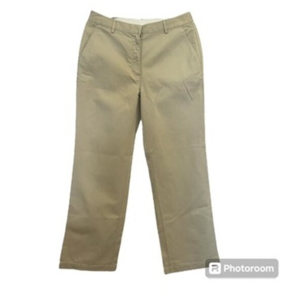 L.L Bean 100% Supima Cotton Chino Straight Leg Pant Women's Reg 10 Khaki - Picture 1 of 8